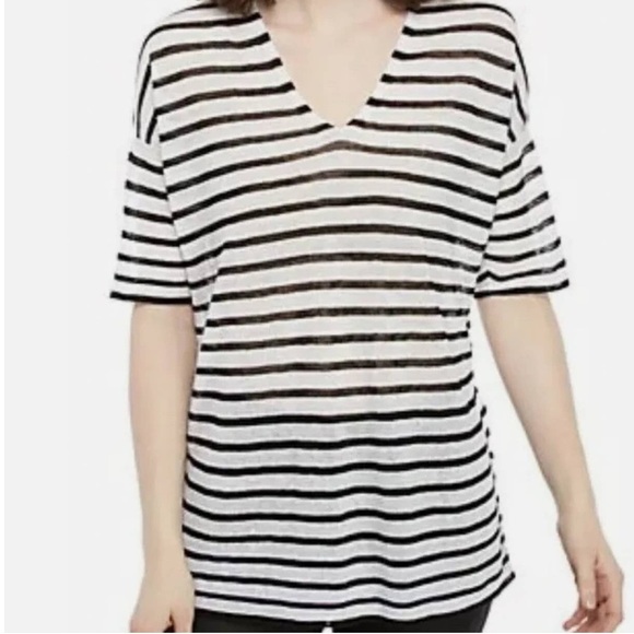 Eileen Fisher Organic Linen Boxy Striped Knit Top Size Large - Picture 2 of 8